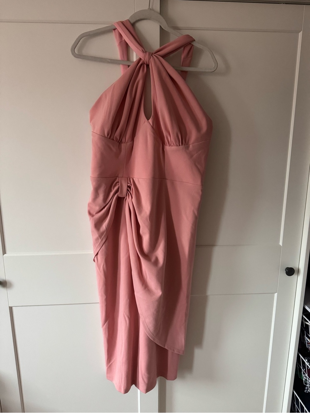 Vixen by Micheline Pitt Pink Twist-Halter Midi Dress with Bolero - Picture 3 of 4